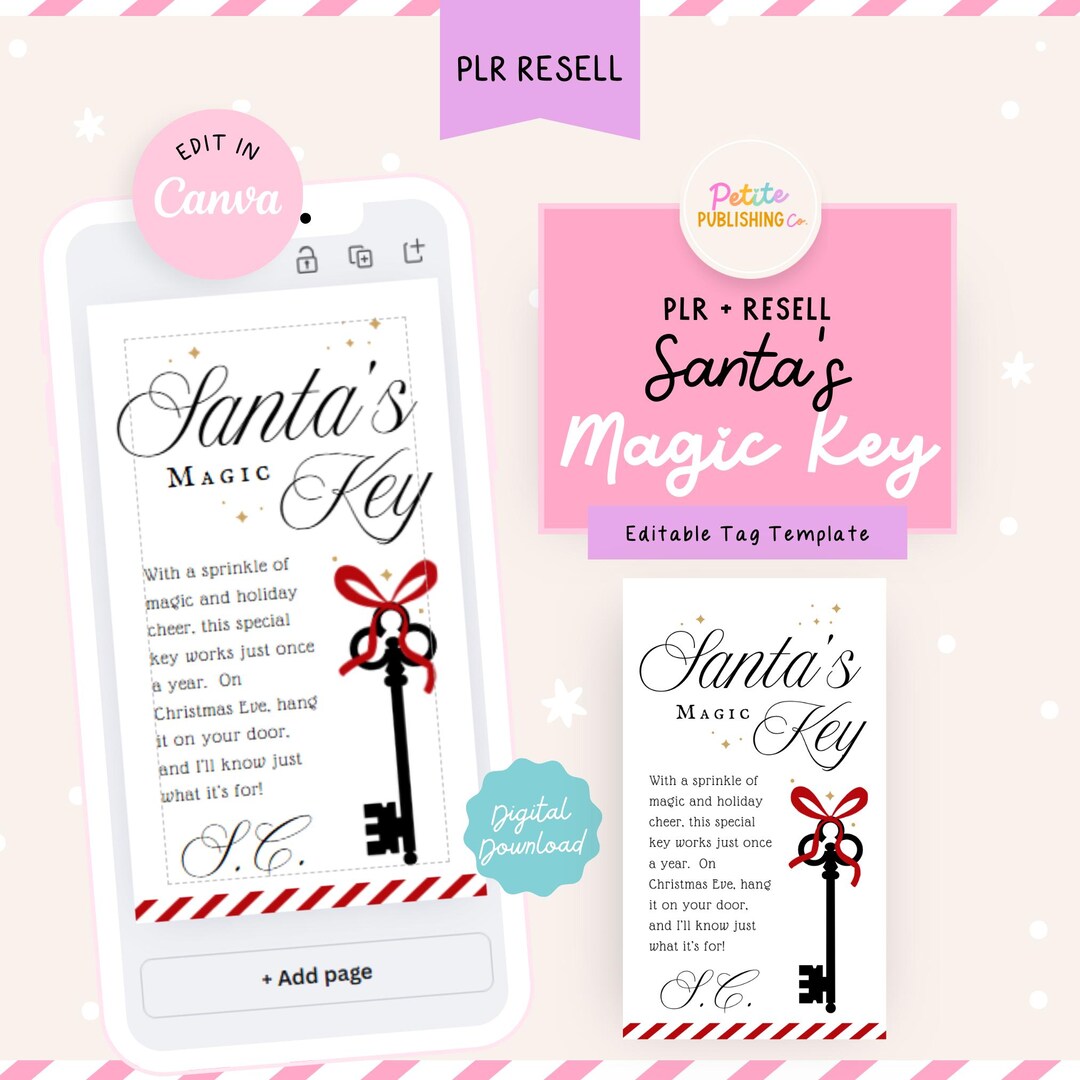 Santa's Magic Key Printable Tag, Editable Canva Template, Christmas Eve ...