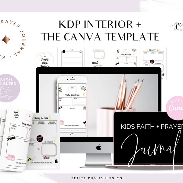 KDP Interior Prayer Journal for Kids, Faith, Canva Template, Daily Devotional, Printable PDF Low Content Book, Amazon KDP, Diary, Activity