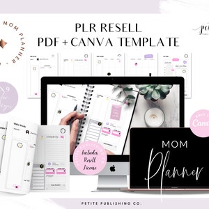 PLR Mom Planner Printable PDF, Canva Template, Monthly Weekly, Family, Self Care, Commercial Resell Rights License, GoodNotes, PLR Content