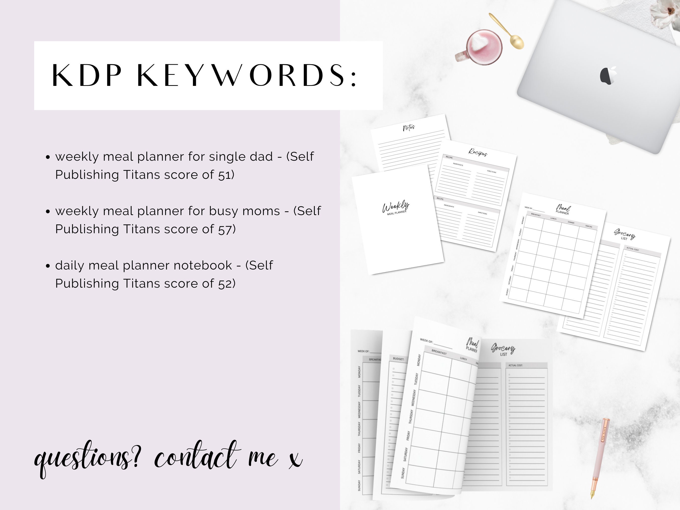 KDP Interior Weekly Meal Planner, KDP Template, Kdp Canva Template ...