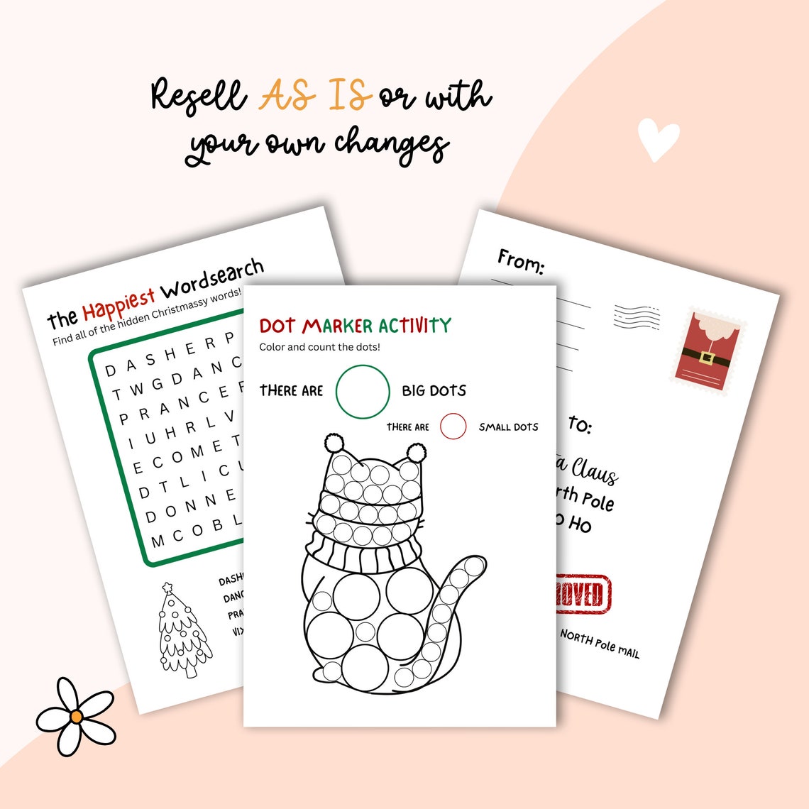 PLR Christmas Activity Pages for Kids Printable PDF, Coloring Sheets