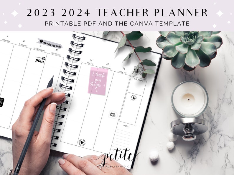 PLR 2023 2024 Teacher Planner Printable PDF Canva Template Etsy