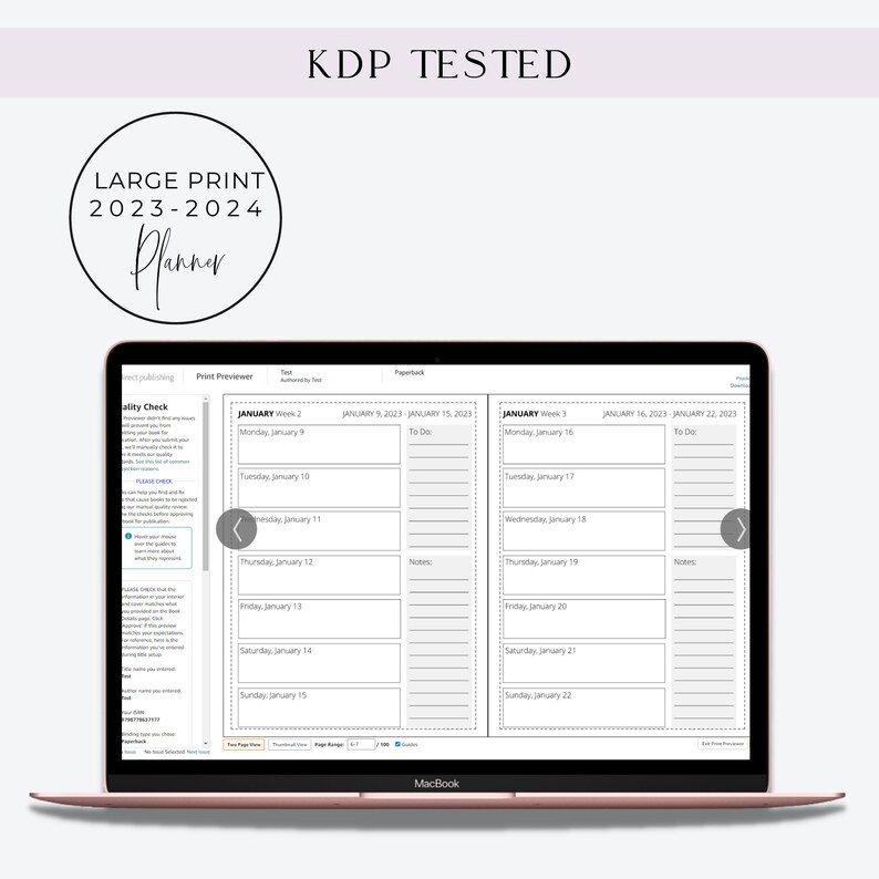 20232024 Large Print Planner KDP Template Canva KDP Etsy España