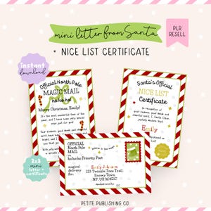 Mini Letter from Santa, Nice List Certificate, DIY Canva Template