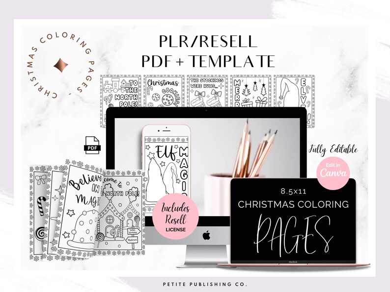 PLR Christmas Coloring Pages for Kids Printable PDF Coloring Etsy