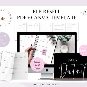 PLR Daily Devotional Printable PDF Canva Template, Commercial Resell Rights License, Prayer Faith Bible Verse Study, PLR Content, Goodnotes