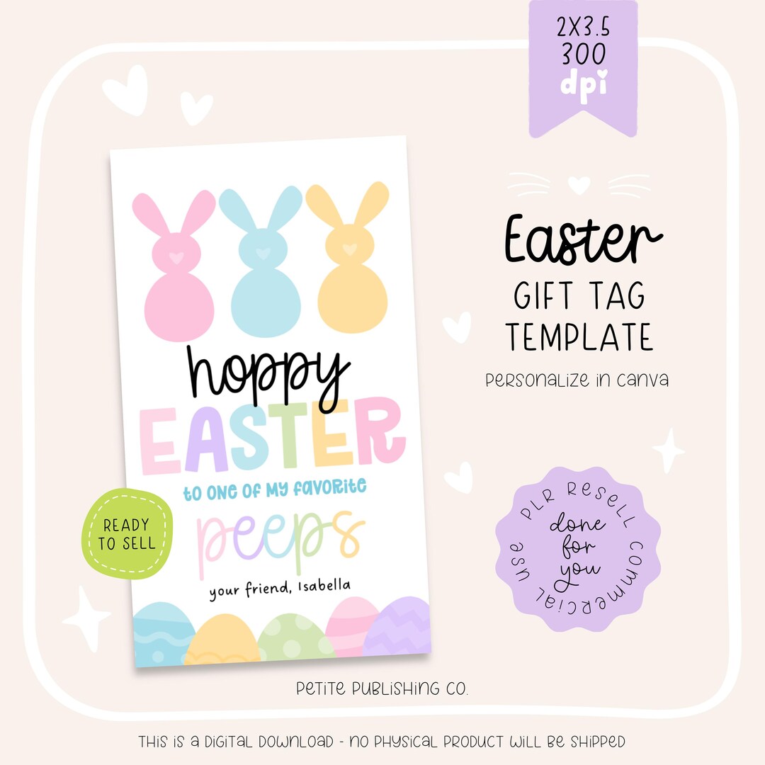 Editable Easter Gift Tag, PLR Canva Template, Classroom Treat Bag ...