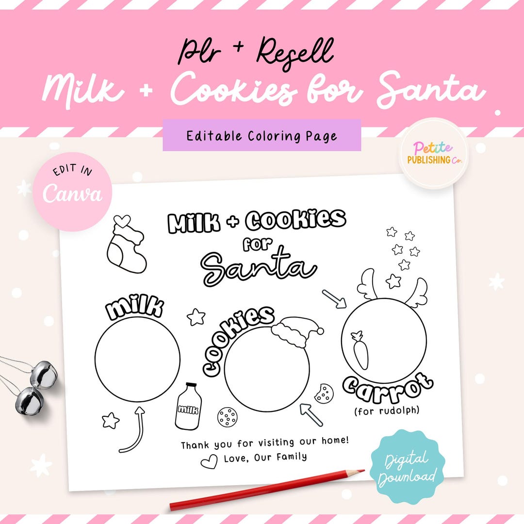 Milk and Cookies for Santa Coloring Page, Christmas Eve Tradition ...