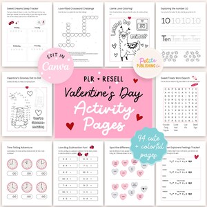Valentine's Day Activity Pages for Kids, Coloring Sheets, Editable Canva Template, Maze, Wordsearch, Crossword, Feelings Tracker, Gratitude