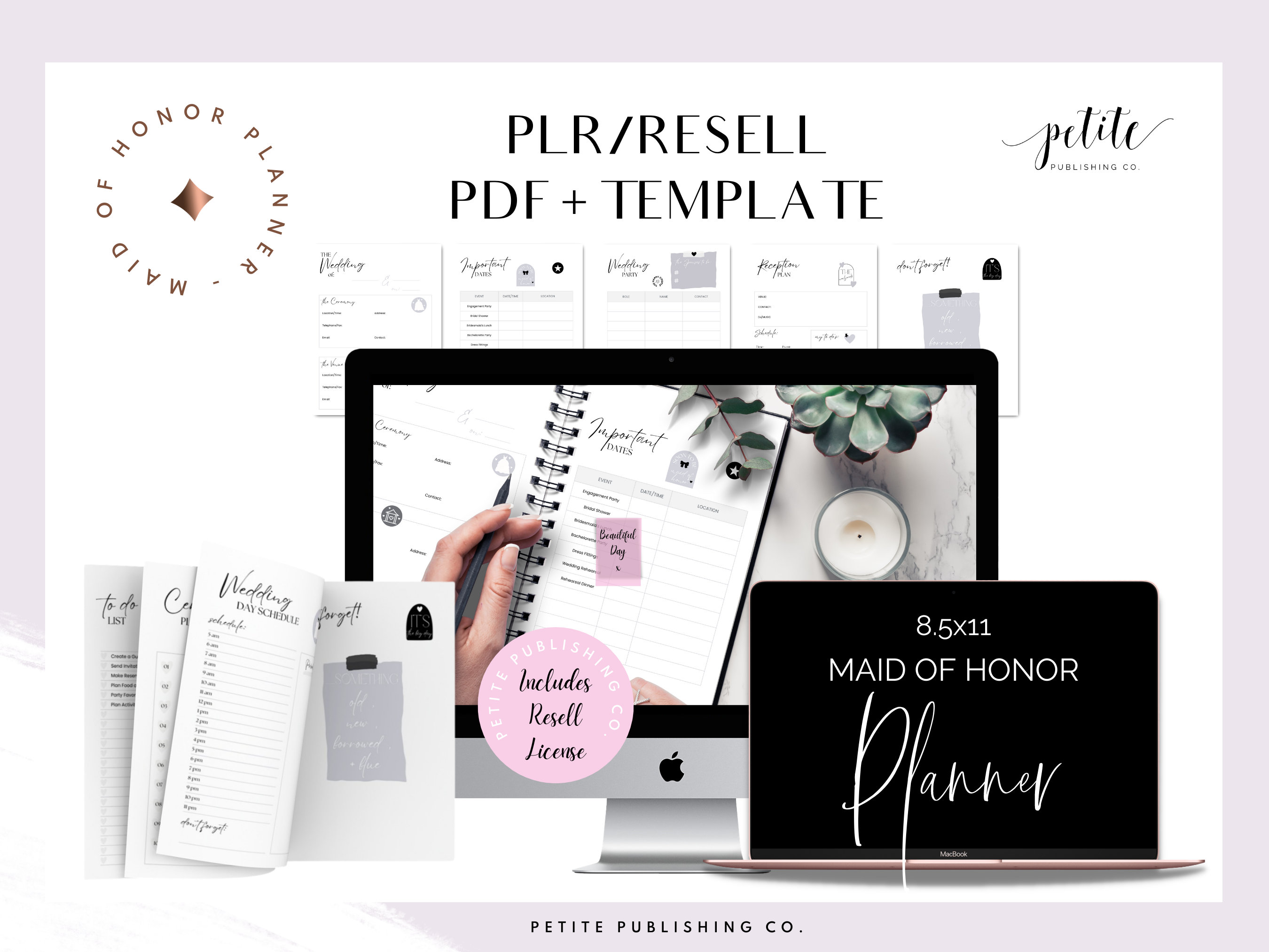 PLR Maid of Honor Planner Printable PDF, Canva Template, PLR Printables ...