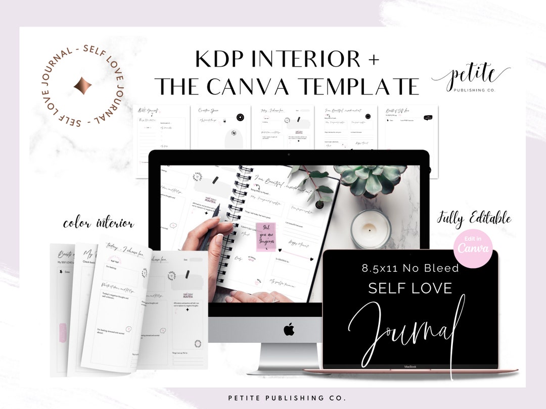 KDP Interior Self Love Journal, KDP Canva Template, Self Care Journal ...