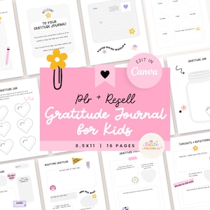 Gratitude Journal for Kids with Prompts, PLR Resell, Activity Workbook, Happiness, Mood, Mindfulness, Canva Template, Feelings Emotions, MRR