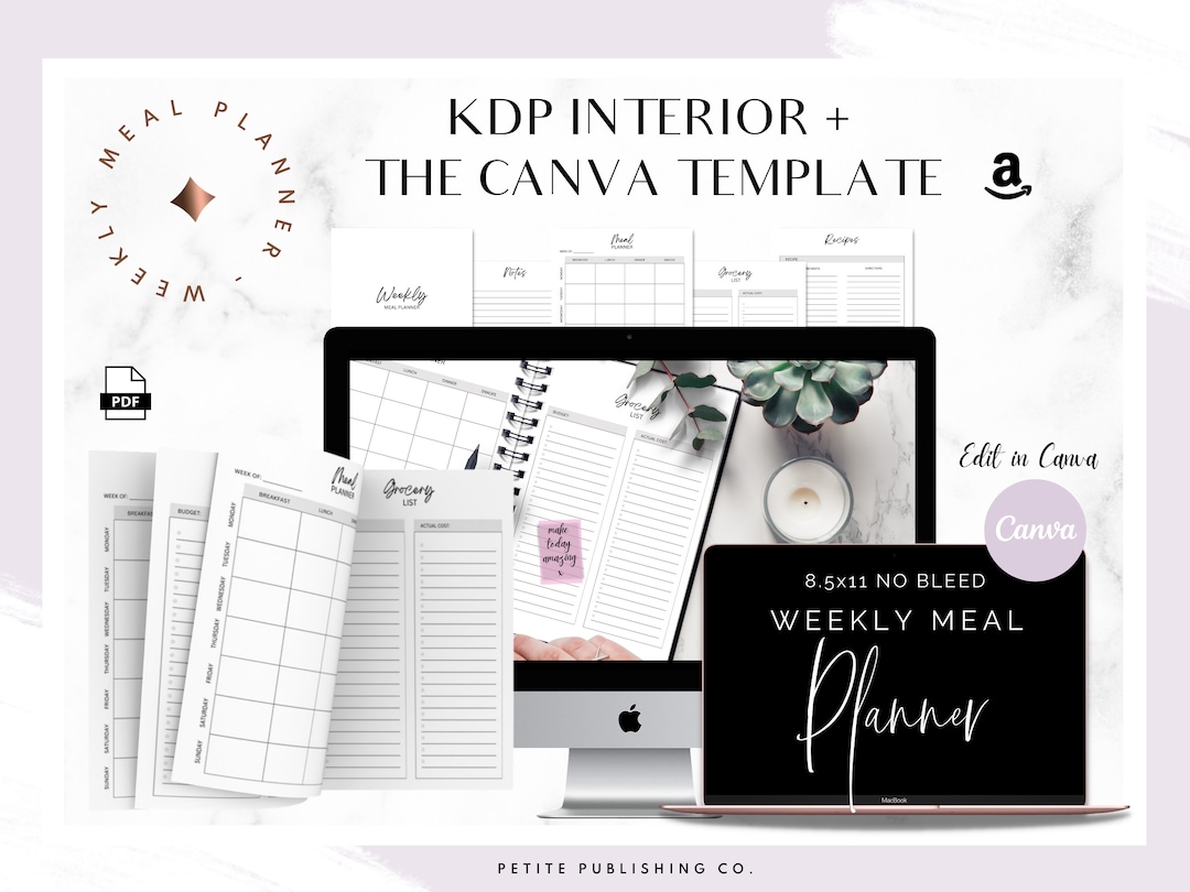KDP Interior Weekly Meal Planner, KDP Template, Kdp Canva Template ...