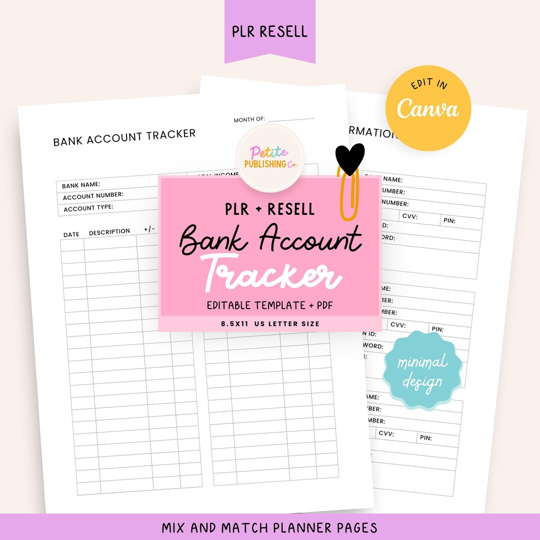 Monthly Transaction Template.pdf Bank Account Tracker, Monthly Transactions, Income & Spending Log ...