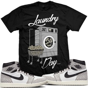 Jordan Retro 1 OG White Cement 1s: camiseta deportiva para combinar con el DÍA DE LAVANDERÍA