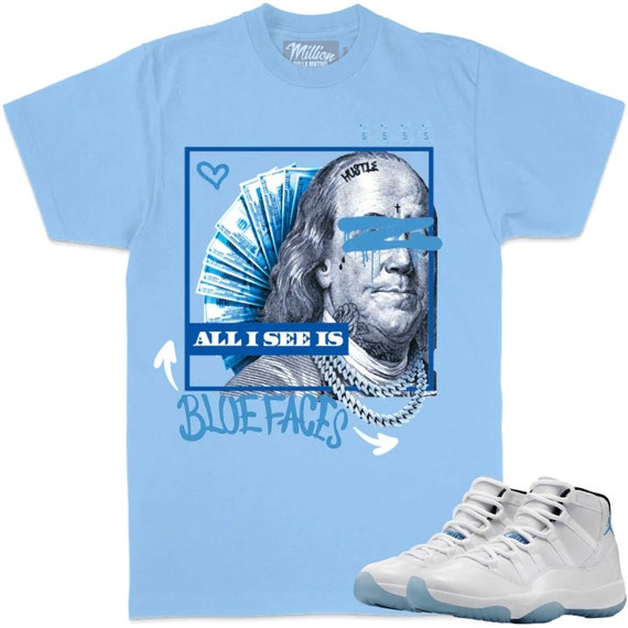 Jordan 11 Legend Blue Columbia 11s Shirt to Match BLUE FACES