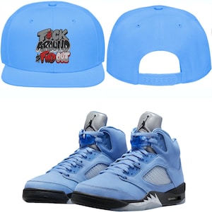 Jordan 5 UNC University Blue 5s Snapback Hat to Match - RED F#CK