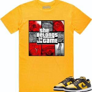 Black University Gold Dunks Shirt to Match - RED BELONGS TO the game