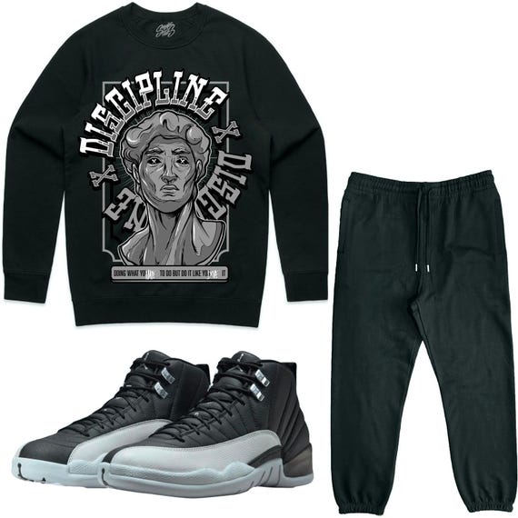 Jordan 12 dark grey outfit hot sale