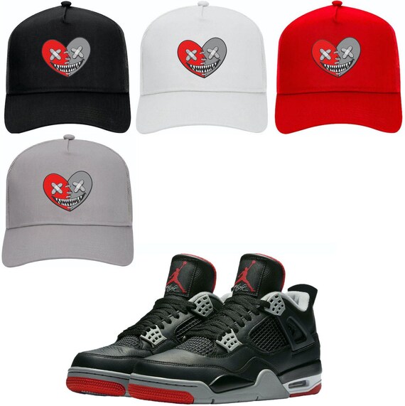 Jordan 4 Bred Reimagined 4s Trucker Hat to Match RED HEART BAWS Etsy