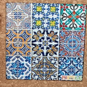 Portugiesischer Fliesenuntersetzer, Flachrelieffliese, Tassenhalter, Traditionelles Landhaus, Strandhaus, Küche, Esszimmer, Bar, Wanddekoration