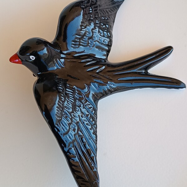 Big Glazed Black Hand Painted Swallows to Hang Inside and Outside Home, Hapiness, Bird, Portuguese Swallow, Gift, Family, Ceramic Swallow