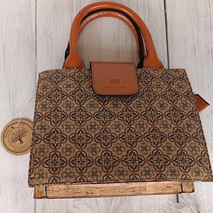 Bolso de Viaje, Mujer, Vegano Ecológico, Corcho con Estampado de Azulejos Portugueses, Bolso Bandolera, Regalo Sostenible, Con Clase, Trabajo, Boho Chic