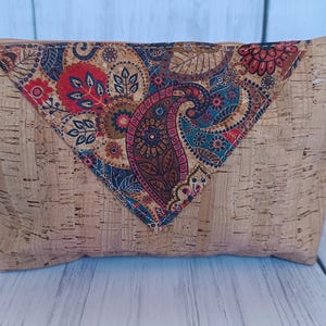 Monedero de Maquillaje de Corcho, Viajes de Mujer, Ecológico, Vegano, Lápiz, Bolígrafo, Bolso, Portugués, Azulejo, Con Clase, Boho Fancy y Chic Tradicional, Trabajo,
