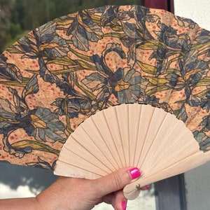 Ventaglio in sughero, portoghese, viaggio, vegano ecologico, idee regalo, classico, romantico, sostenibilità, decorazione estiva perfetta per le donne, boho chic