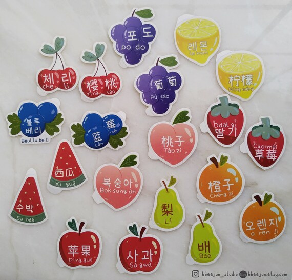 10 Fruits Hangul & Hanzi Learning Korean and Chinese | Etsy