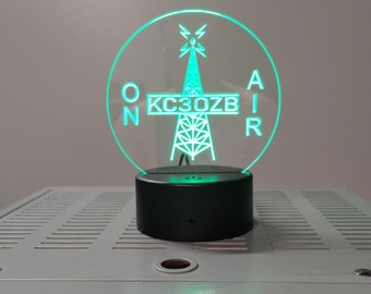 Ham Radio Callsign LED Sign Custom, Amateur Radio Call Sign Illuminated, light up, USB, GMRS, Personalized, Father's day