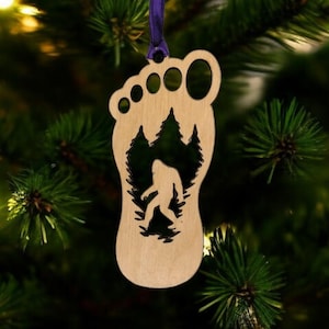 Bigfoot Footprint Christmas Ornament, Sasquatch, Yeti, Cryptid, Whimsical, Car Charm