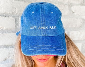 Hot Girls Read Hat – Embroidered Bookish Baseball Cap, Book Lover Gift
