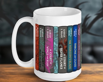 Sarah J. Maas Fantasy Mug – ACOTAR, Throne of Glass & Crescent City Book Spines