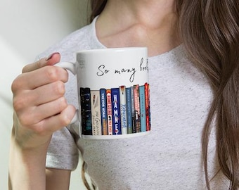 Book Lover Mug, Book Spines Illustration, Bookish Gift