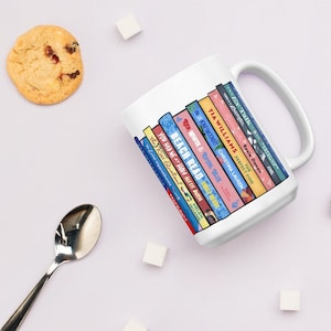 Romance Lover Book Mug, Romance Book Spines, Romance Novel Fan, Bookish Mug