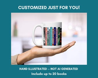 CUSTOM Book Spines Mug - Include Up to 20 Books