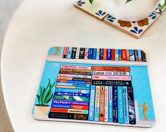 BookTok Bookshelf Mouse Pad, Hand-Drawn Book Spines