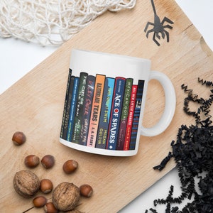 Kill For the Thrill Mug, Thriller Book Spines, Bookish Mug, Reading Mug, Book Club Gifts