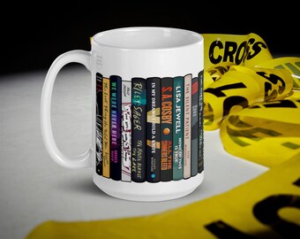 Thriller & Mystery Book Spine Mug, BookTok Reader Gift
