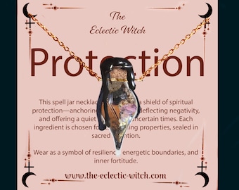 Collar de frasco con hechizo de protección / Amuleto de sal negra / Protección y escudo energético / Joyería de botella de bruja / Amuleto de bruja / Regalo de cristal para ella