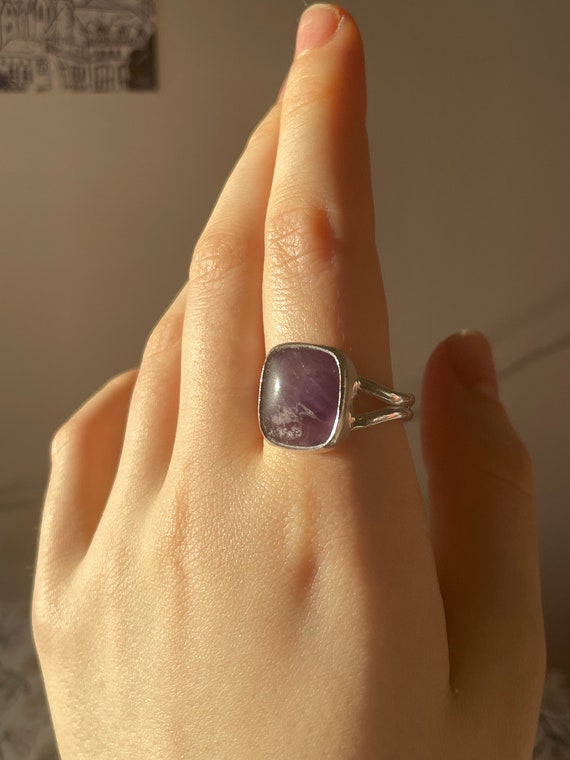 Anello regolabile in argento Sterling 925, con gemme naturali grezze di ametista, quarzo rosa e acquamarina, gioielli da donna RSR3044, Pietra