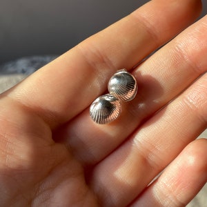 Handmade .925 Recycled Sterling Silver Shell Earrings / Genuine Silver Shell Studs / Jewellery Gifts for her, Gifts for him