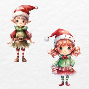 Christmas Elf Watercolor Clipart | 26 PNG Images (commercial Use) - Etsy