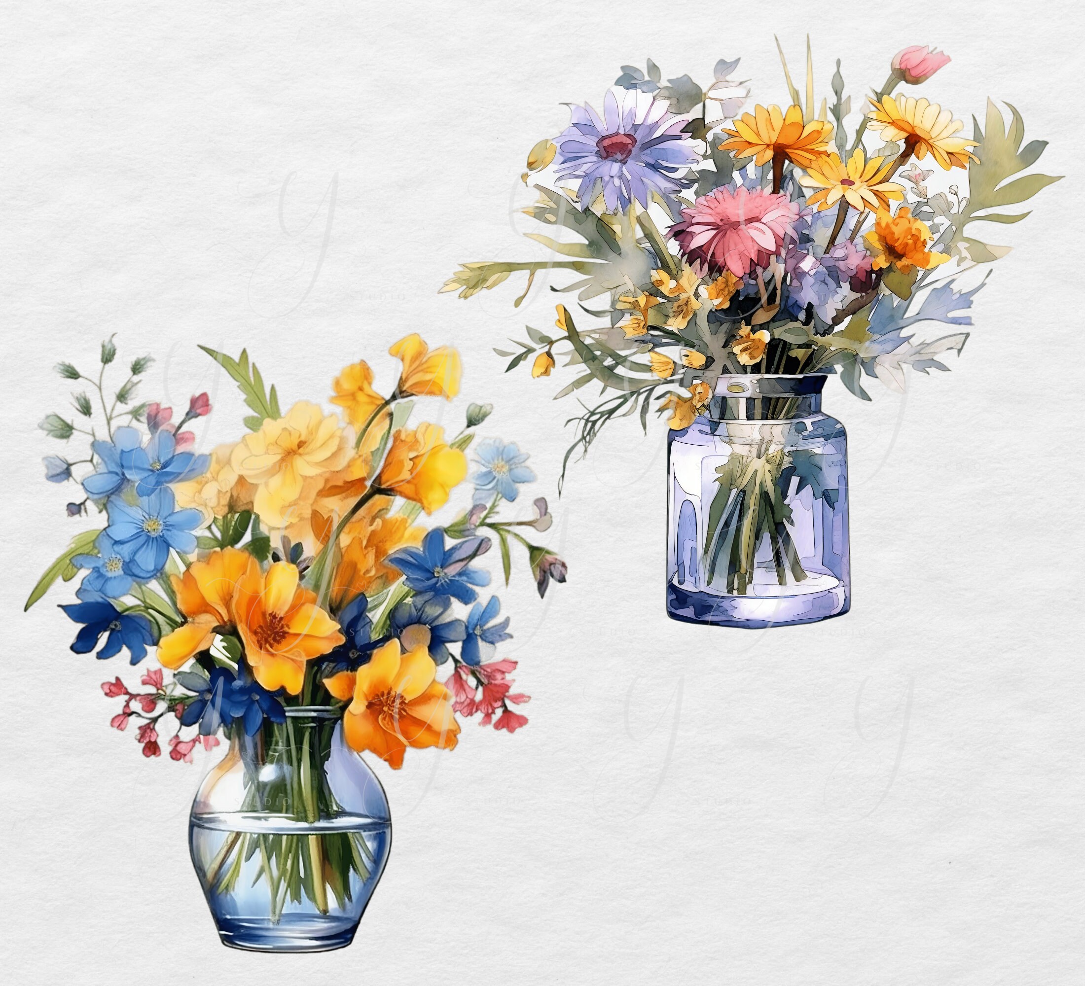 Vase of Flowers Clipart Bundle Watercolor Flowers PNG - Etsy