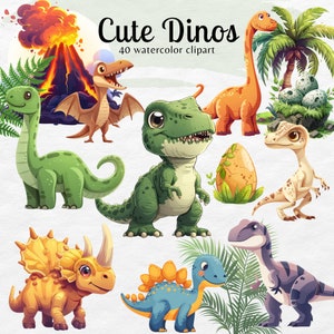 Aquarela bonito do clipart do dinossauro | Boho, bebê, dinossauro png| Uso comercial, clipart de ovos de dinossauro, adesivos para chá de bebê