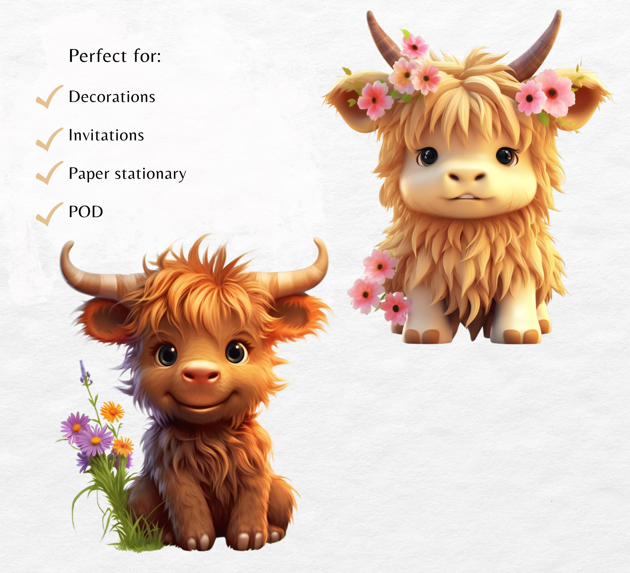 Highland Cow Png Clipart Bundle Cute 3d Baby Highland Cow - Etsy