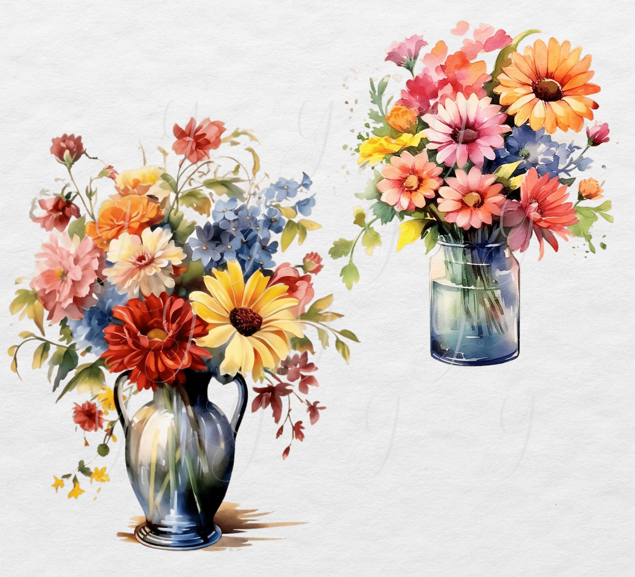 Vase of Flowers Clipart Bundle Watercolor Flowers PNG - Etsy