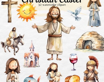Christian Easter Clipart, Jesus png | Easter Watercolor | digital download, Commercial use, spring