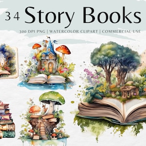 12 Watercolor Fantasy Books Clip Art. Open Book PNG Bundle. Magic Book/stacked  Booksclipart. Book Lover, Bookish Bookworm Sublimation. 